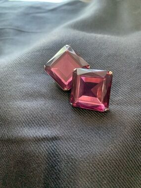 Purple Faceted Stone Clip-On Earrings Statement